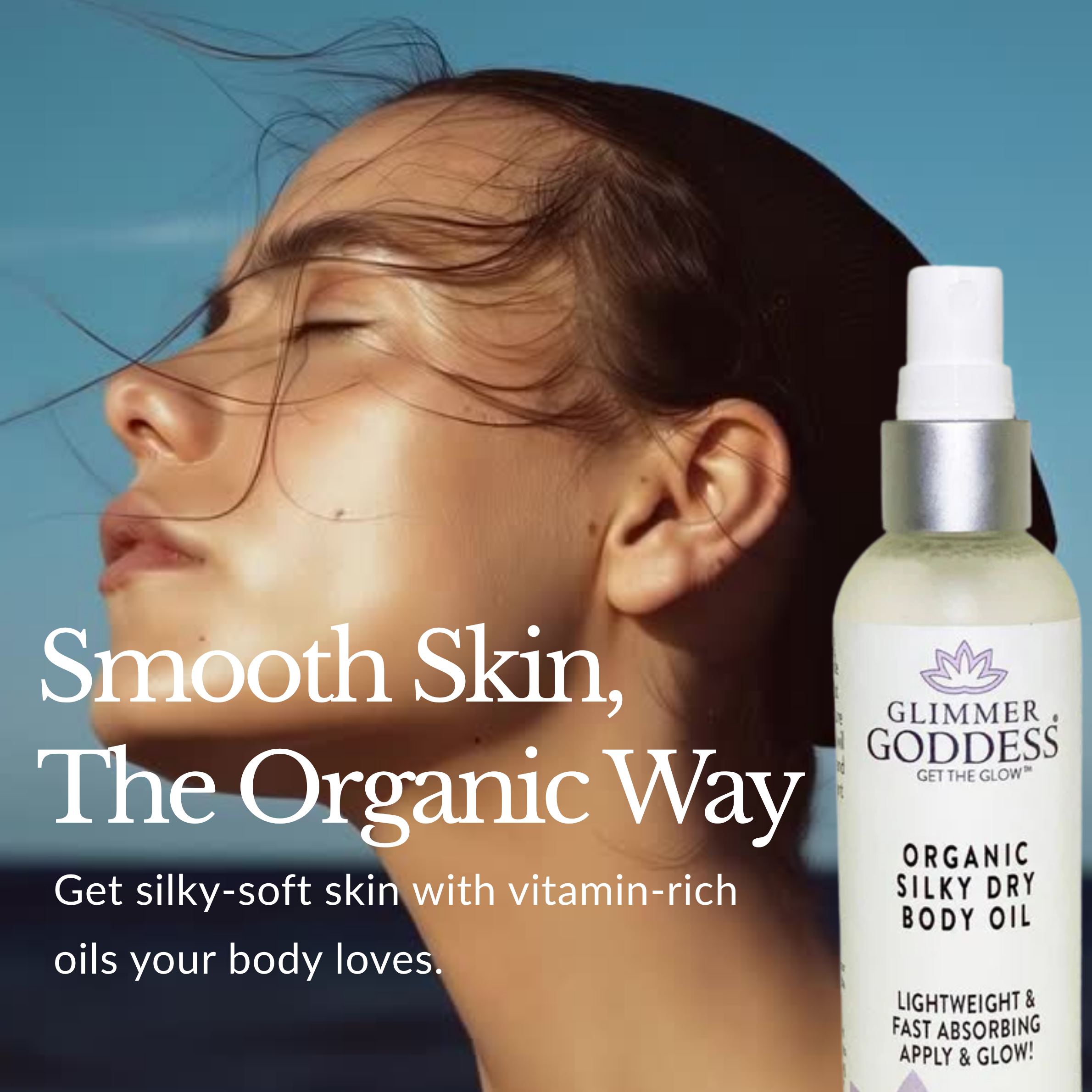 Organic Silky Dry Body Oil 4 oz – Fast-Absorbing with Rosemary, Sunflower & Vitamin E