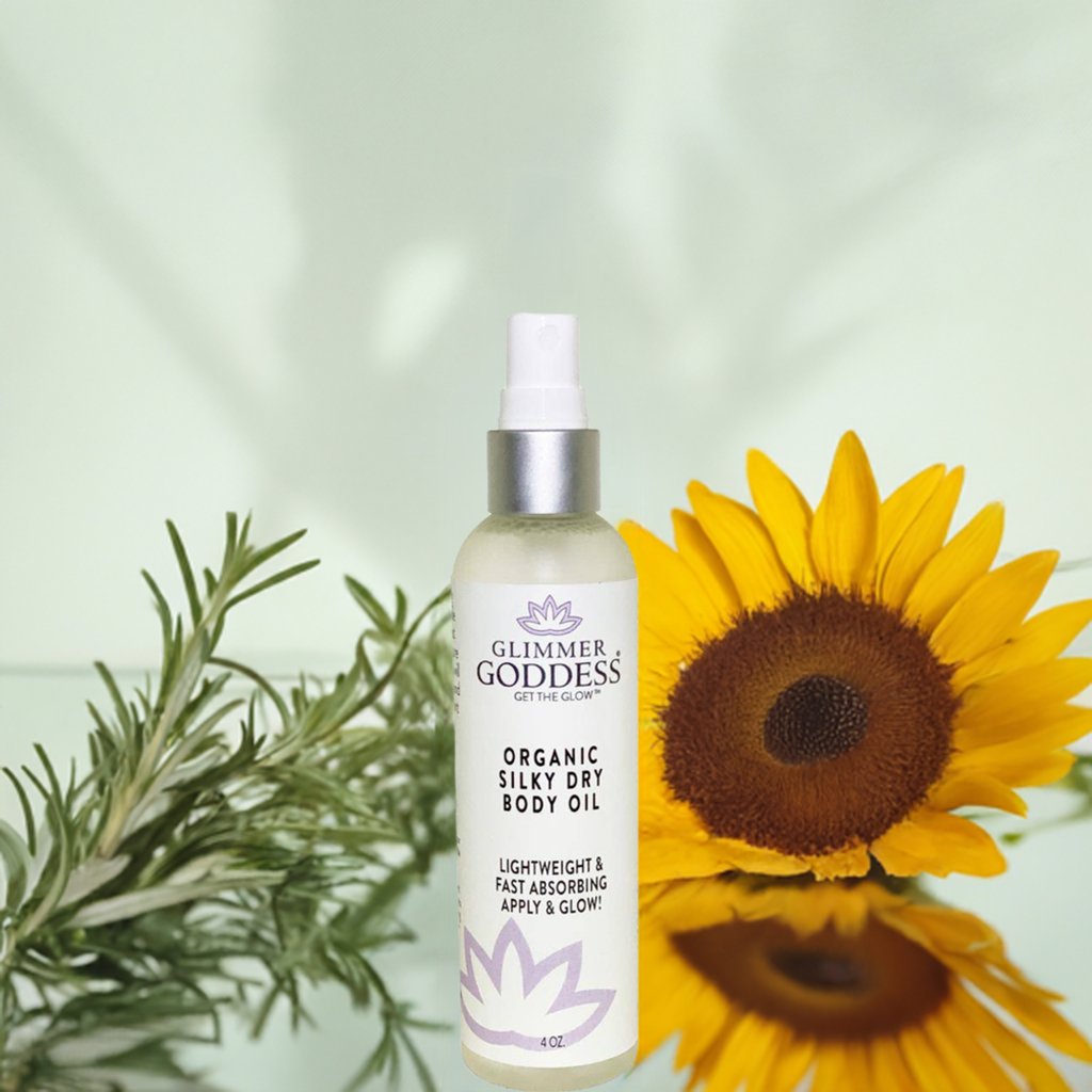 Organic Silky Dry Body Oil 4 oz – Fast-Absorbing with Rosemary, Sunflower & Vitamin E